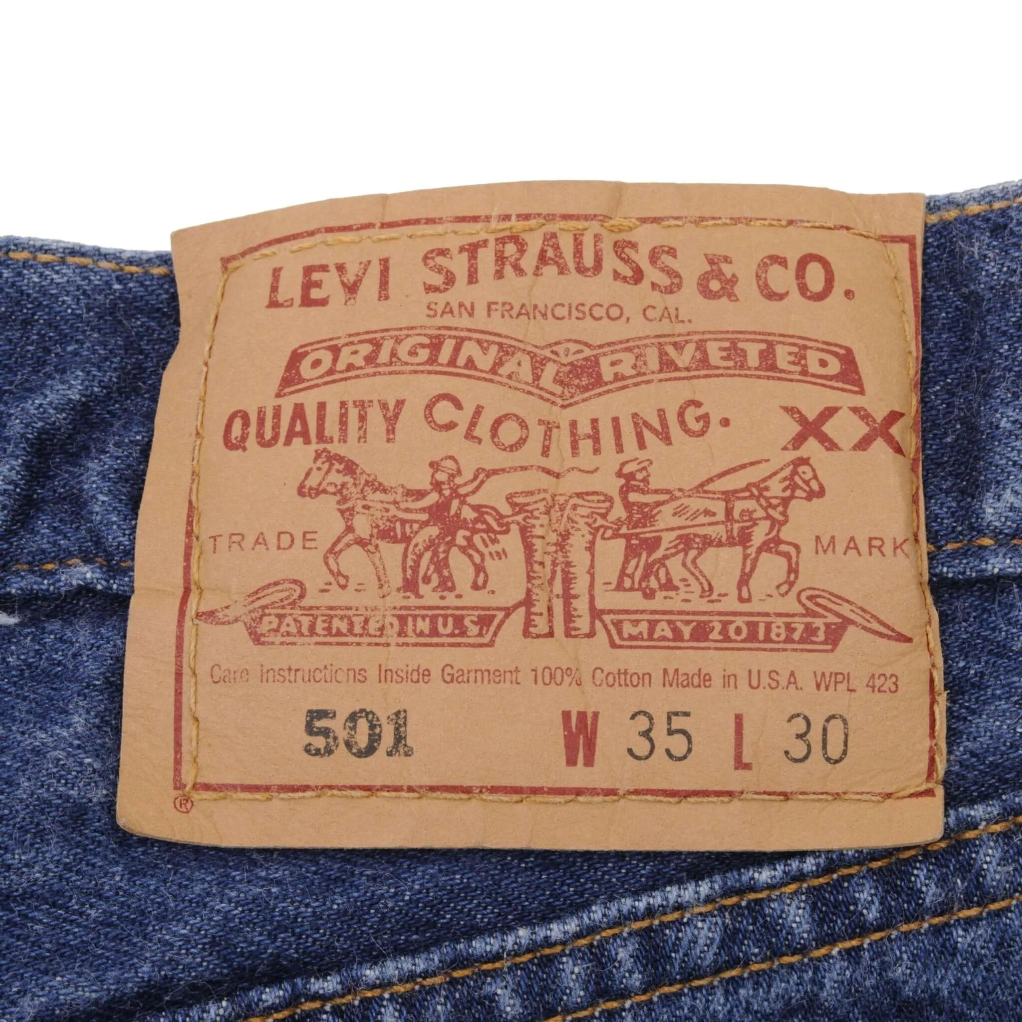 VINTAGE LEVIS 501 JEANS INDIGO 1990S SIZE W34 L29 MADE IN USA