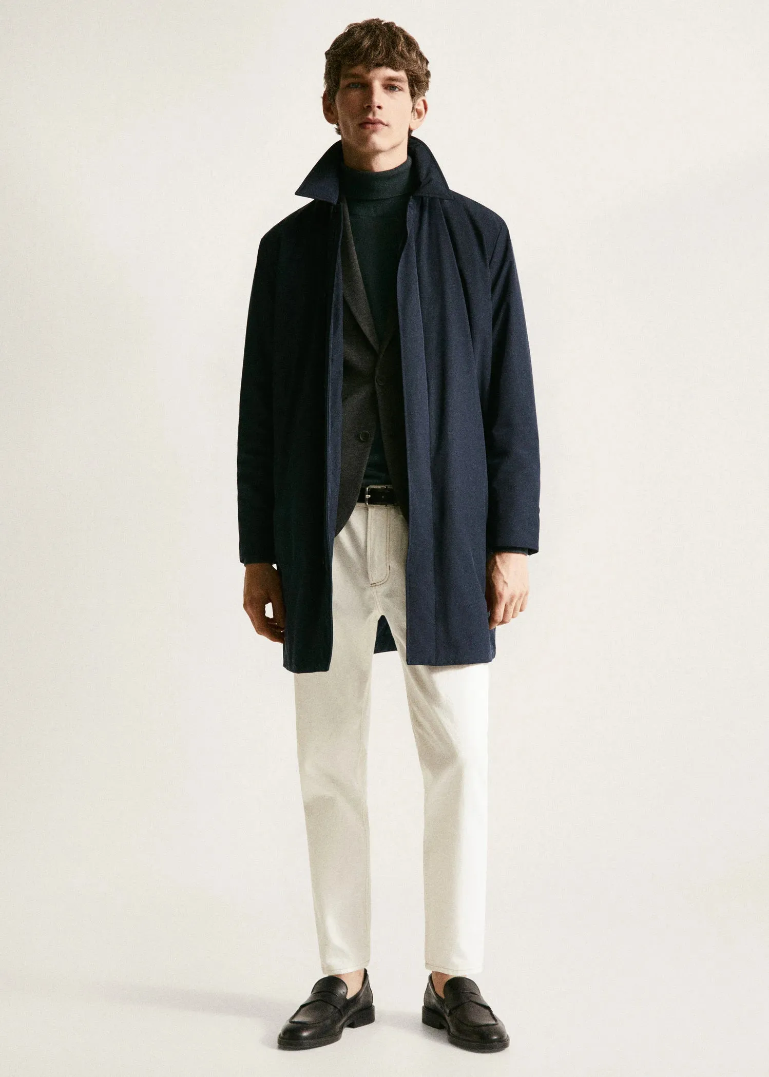 Water-repellent quilted trench coat