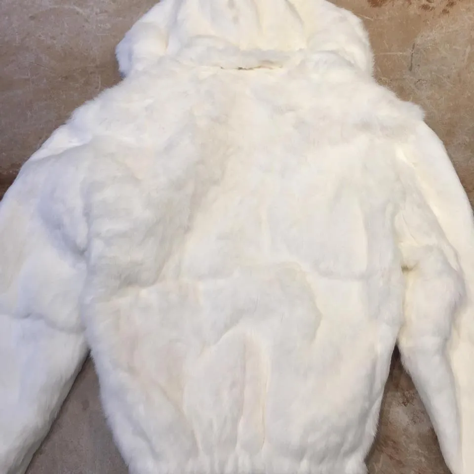 Winter Fur Men's White Rabbit Fur Bomber Jacket