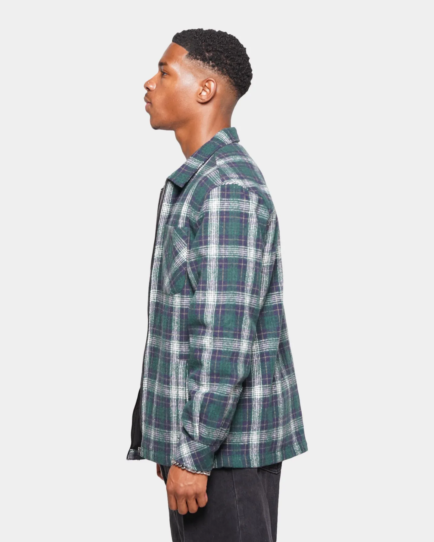 XXIII Vitus Zip Up Flannel Shacket Green