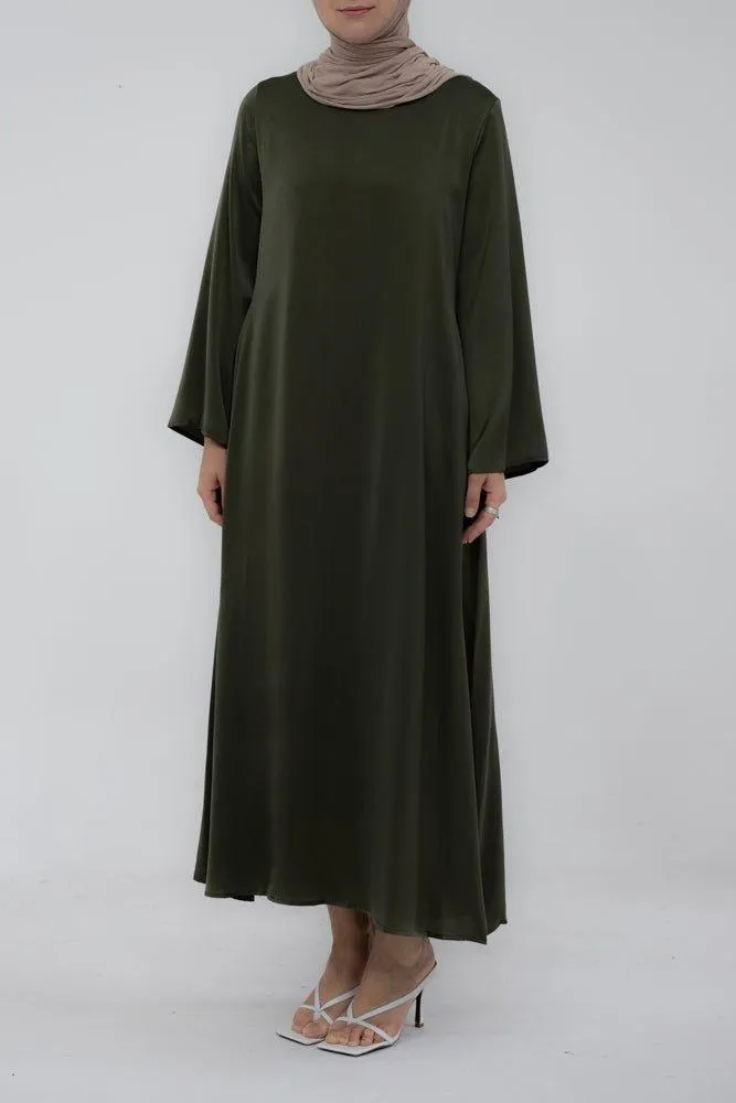 Yasmin Slip dress maxi length with a detachable belt and kimono sleeves