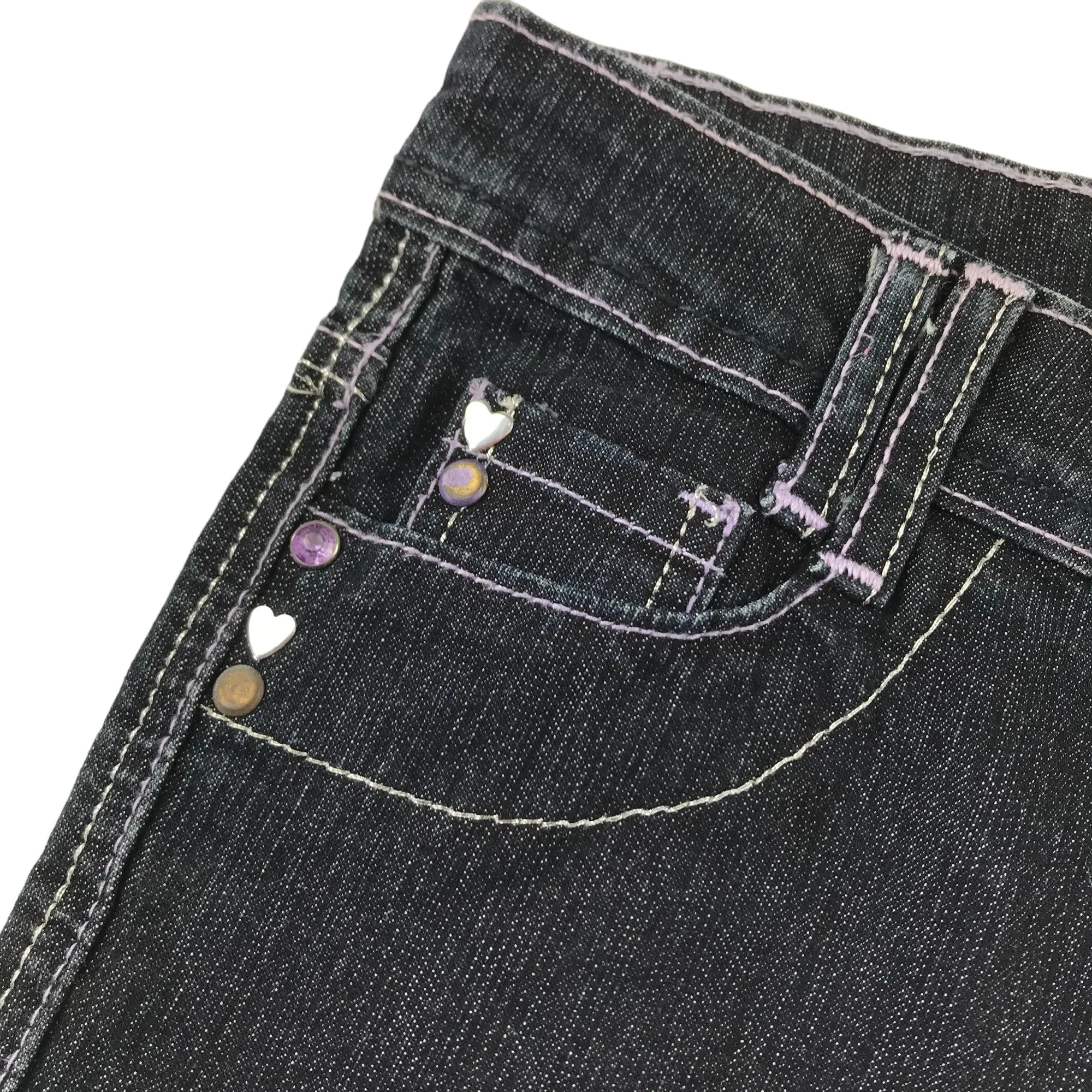 YD jeans 12-13 years dark charcoal straight leg low waist gem detailing