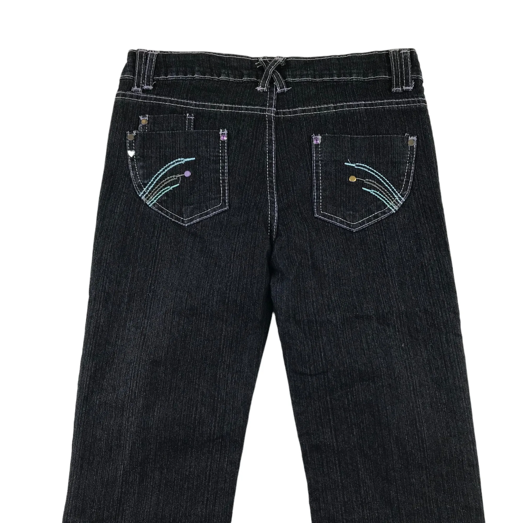 YD jeans 12-13 years dark charcoal straight leg low waist gem detailing