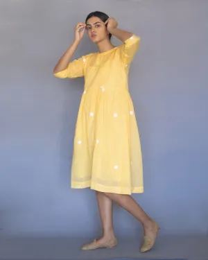 Yellow Polka Drop Shoulder Dress with Slip