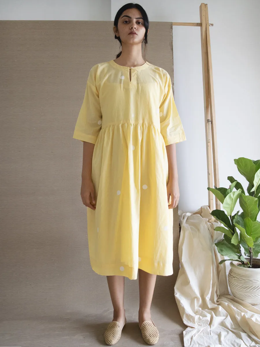 Yellow Polka Drop Shoulder Dress with Slip